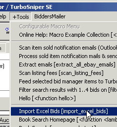 Import Excel bids power macro menu